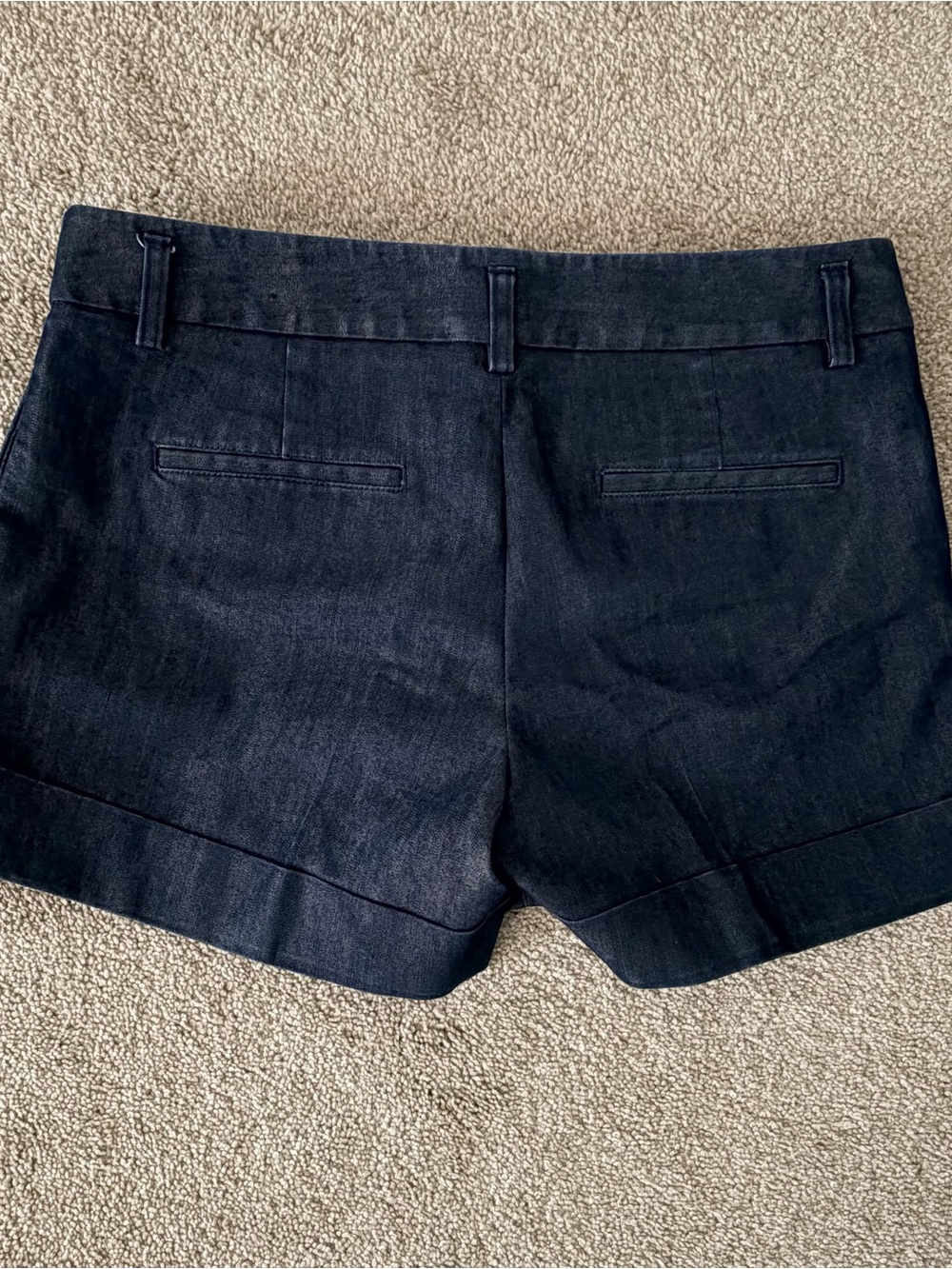 Express Women's Navy Cuffed Linen-Blend Shorts - Picture 2 of 3